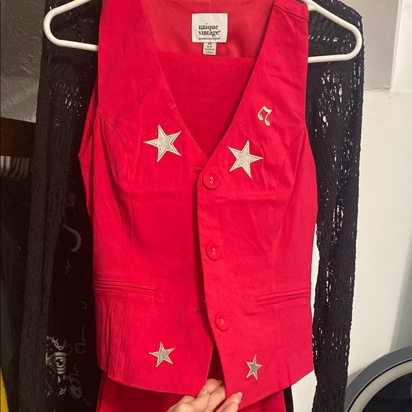 Pink Star-Embellished Women's Jumpsuit sz 6/8 medium cowgirl 70s - Picture 6 of 7